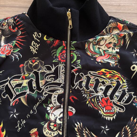 Ed Hardy Tattoo Embroidered Crop Track Jacket XL - Picture 4 of 10